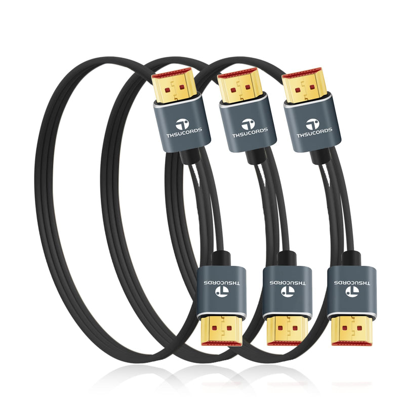 Thsucords Ultra Thin 8K 4K HDMI Cables 15FT 3 Pack, Slim & Flexible Soft High Speed HDMI 2.1 Lead Support 4K@120Hz 8K@60Hz 48Gbps for Roku TV/HDTV/PS5/Blu-ray 3-PACK