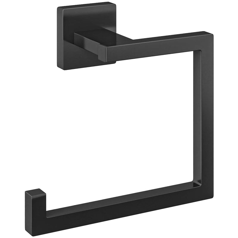 KLJKPA Square Towel Ring, Hand Towel Holder for Bathroom Wall Mount, Black | Toilet Paper Holder, Heavy Duty Towel Hanger for Shower, Kitchen, Stainless Steel, Space Saving, Multifunctional