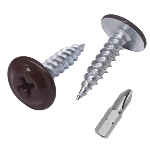 (Pack of 300) Painted 1-21/32" x 5/8" (4.2 x 16 mm) Self Tapping Wood Screws, Metal Screw, Modified Truss Head, Chocolate Brown RAL 8017 1-21/32" x 5/8" (4.2 x 16 mm)