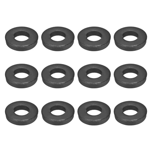 MECCANIXITY 12pcs Black Flat Washer for M18 Screw, Steel Metal Washers 18mm ID 40mm OD 8mm Length for Industrial, Screws Bolts M18 x 40mm x 8mm