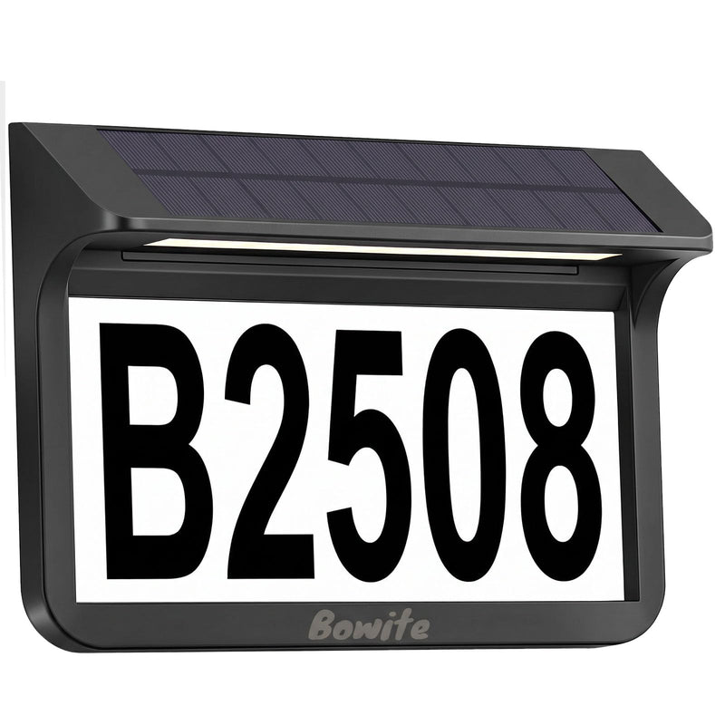 Solar House Numbers for Outside Light Up - 3000K/6000k 2 Modes, Aluminum Waterproof LED Lighted Address Signs for Houses, Solar Powered Wall-Mounted Illuminated Address Plaque for Yard Home