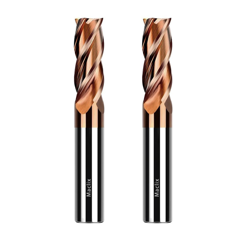 2pcs 1/2" Carbide End Mill Bits Set - 1/2" Diamter,3'' Overall Length - 4 Flutes Milling Bits for Alloy Steels, Hardened Steels, Copper, Cast Iron 1/2 inch