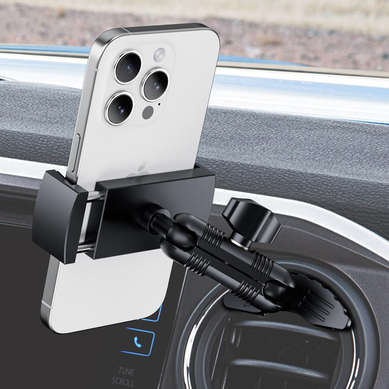 Metal Vent Phone Mount Compatible with Toyota Tacoma 2016-2023 Tundra | Tundra 2014-2021 3rd Gen | Metal Double Socket Arm | 360° Adjustable | Anti-Scratch Base | Keep Stable | 1-Min Install Universal Mount