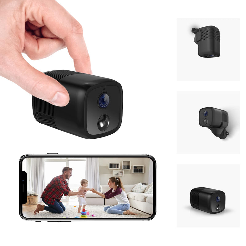 2K Spy Camera Wireless with 5200mAh Larger Battery, Mini Spy Security Camera for Home Security, HD Portable Small Camera WiFi, 160° Wide View, Smart Motion Detection, 33ft Night Vision 1 Pack