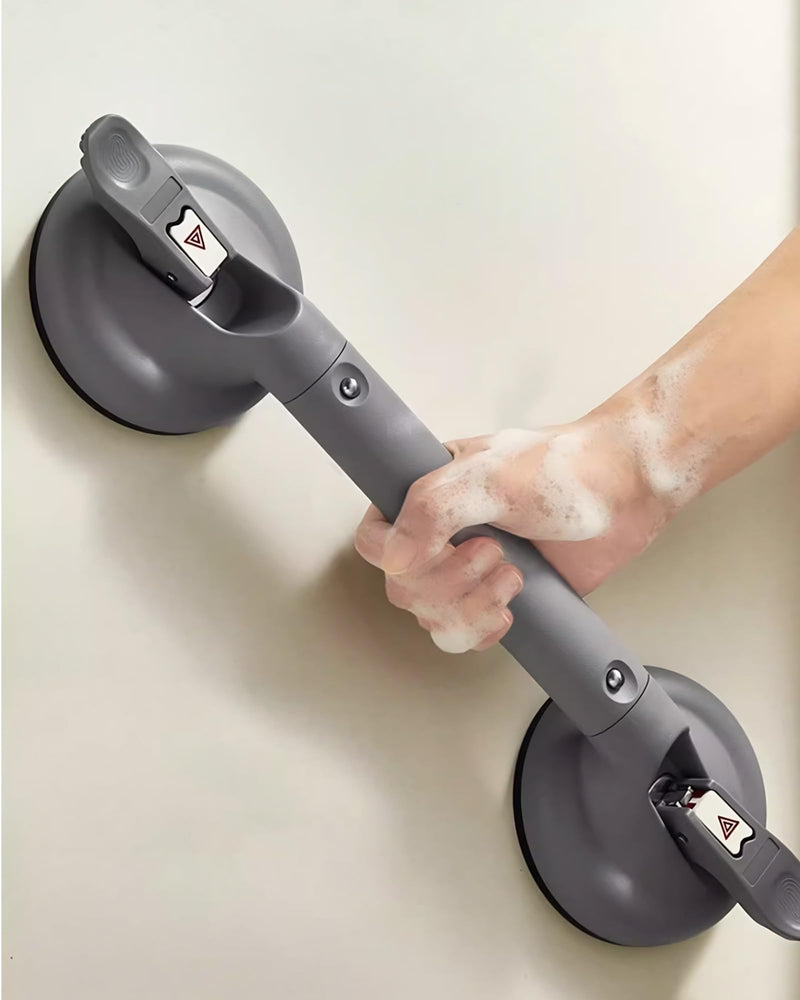 Heavy Duty Grab Bars for Bathtubs and Showers, 300-pound Weight Capacity, 17in Suction Shower Grab Bars for Seniors, No Drilling Waterproof(Gray) Gray