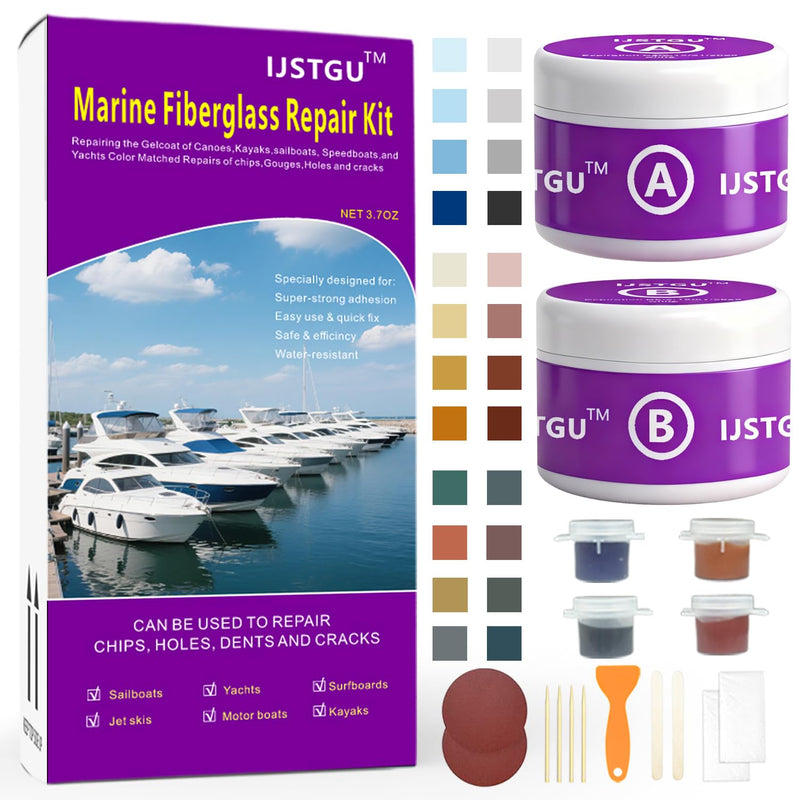 Fiberglass Boat Repair Kit, Fiberglass Repair Kit Fix Holes Chips Pit Cracks,Marine Fiberglass Repair Kit for Boats (Color Match),Epoxy Filler for Boats,Gel Coat Repair Kit for Boats