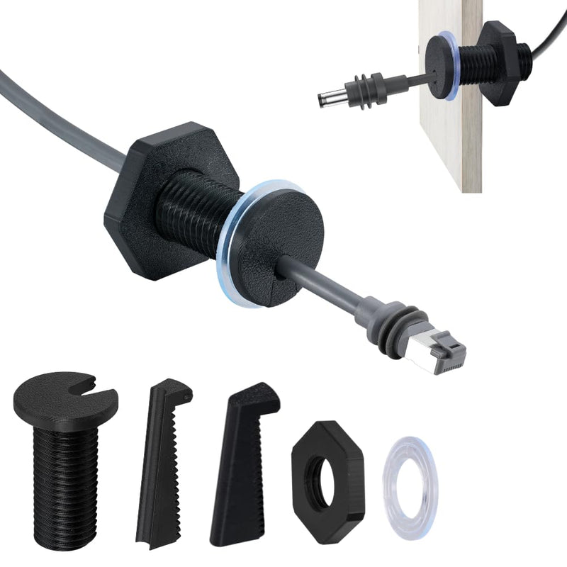 RV Cable Passthrough for Starlink mini, RV Cable Grommet Compatible with Starlink, Ethernet, Coax, Water-Resistant and Anti-Drop RV Cable Routing (55mm/2pcs, Black) 55mm/2pcs