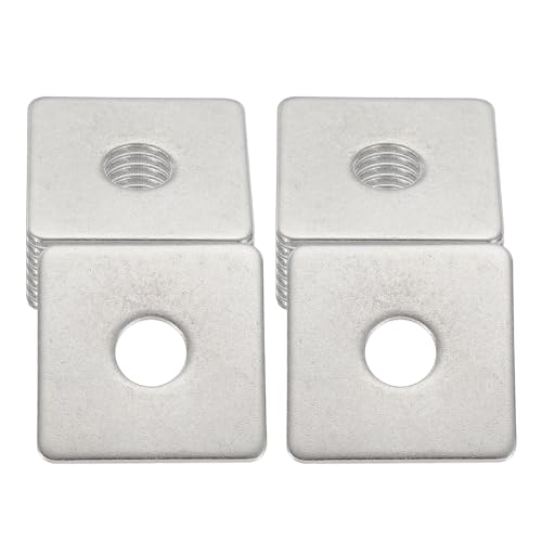 uxcell 16 Pcs Flat Square Plate Washer, 10MM ID x 35MM OD x 2MM Thick 304 Stainless Steel Flat Pad Spacer Gasket for Bolts Factories Bathroom Repair Shops Construction, Silver 10 x 35 x 2 mm