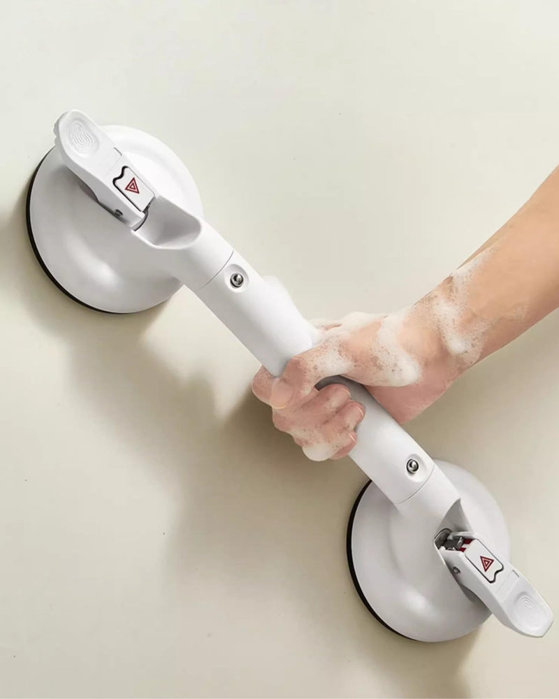 Heavy Duty Grab Bars for Bathtubs and Showers, 300-pound Weight Capacity, 17in Suction Shower Grab Bars for Seniors, No Drilling Waterproof(White) White