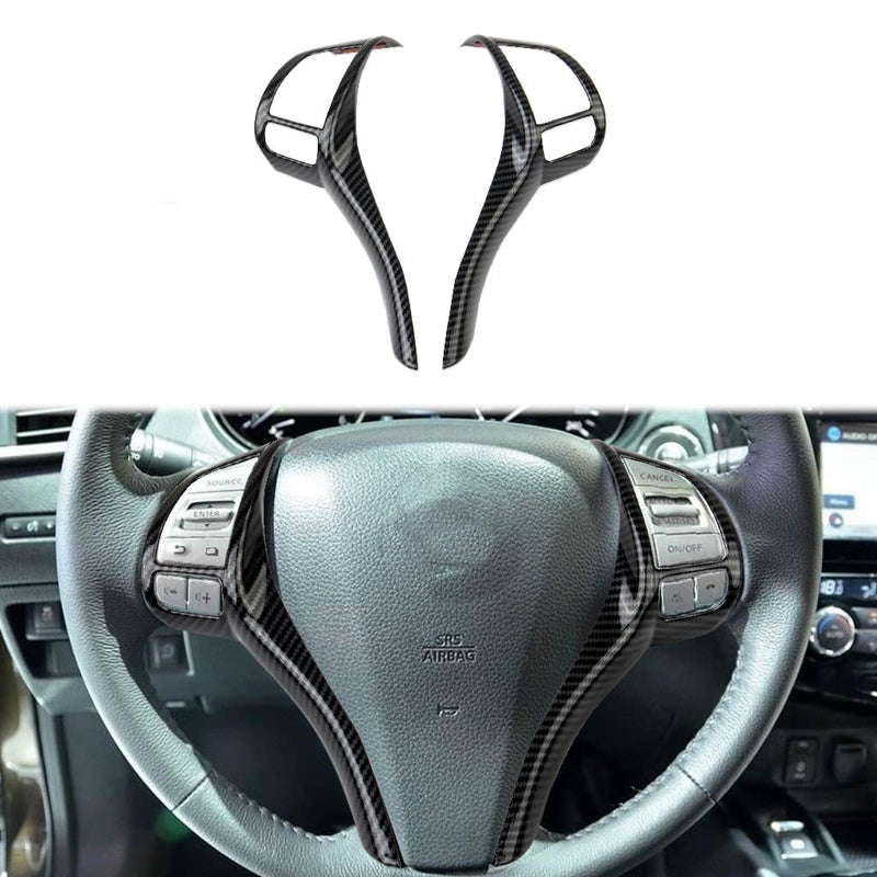 Carbon Fiber Style Steering Wheel Cover Molding Trims for 2014-2016 Nissan Rogue,2013-2018 Altima