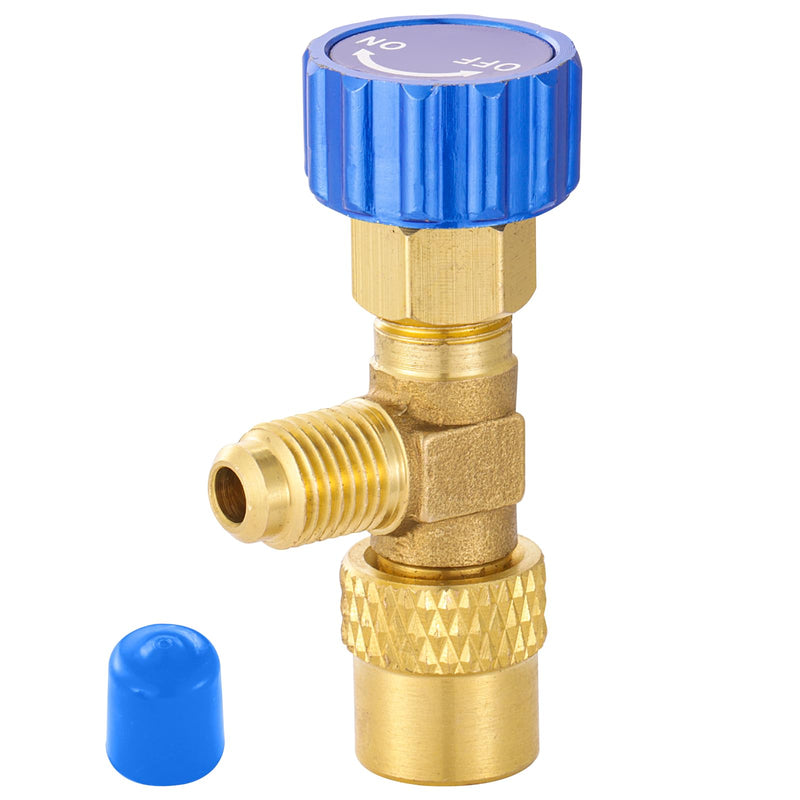 R12 R22 Refrigerant Charging Valve, Safety Flow Control Ball Valve, Brass Low Loss HVAC Fittings for R12 R22 AC Manifold, Mini Split Air Conditioner Tool (1/4'' Male x 1/4'' Female) 1/4'' Male x 1/4'' Female