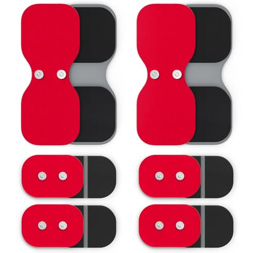 AUVON Wireless TENS Unit Electrode Pads 12 Pcs, 2 Sizes, Latex-Free Red