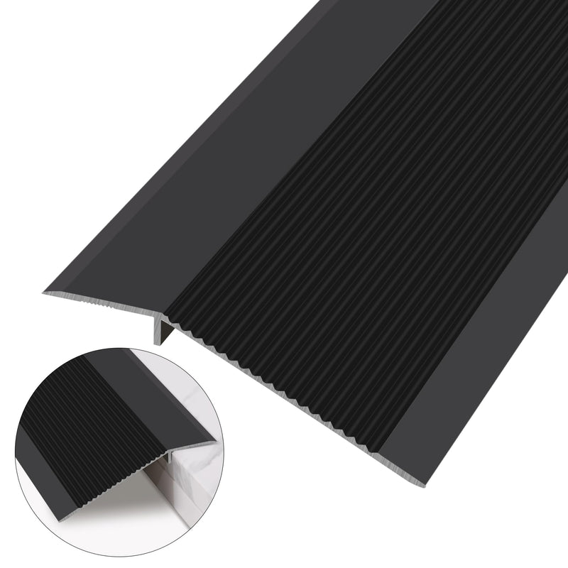 Lunghaa Aluminum Floor Transition Strip, Threshold Reducer for Doorway Ramp Tiles Laminate Planks, Bridge The Height Gap Between 0.3-1.6 inches (4.2 ft x 3.9 in, Matte Black) 4.2 ft x 3.9 in
