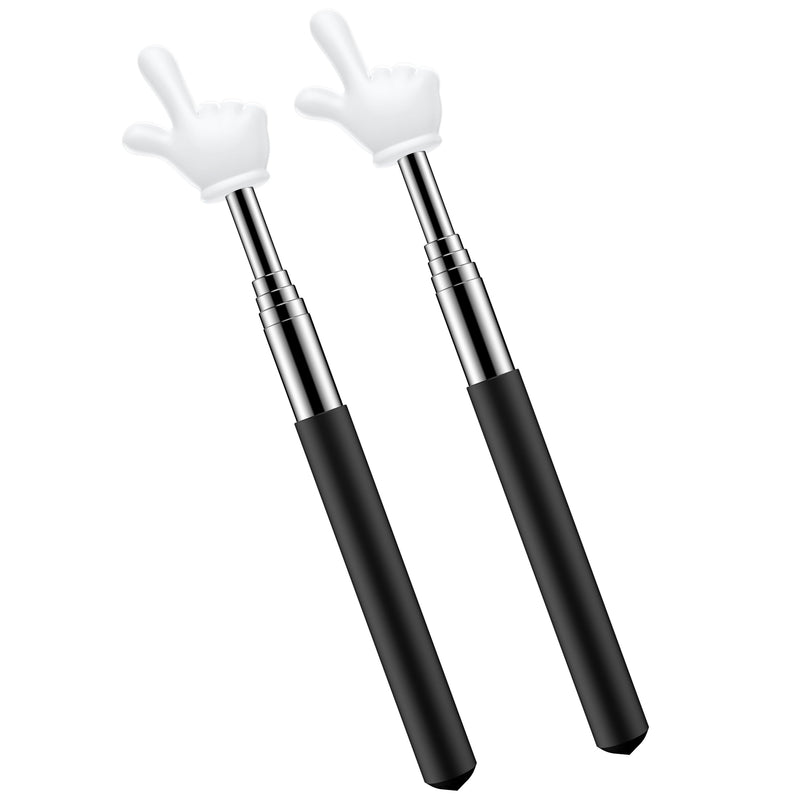2Pcs Telescopic Teacher Pointer, Extendable Handheld Pointer Finger Pointer Stick, Mini Classroom Pointer for Elementary School Kindergarten Teacher, Classroom Supplies (Black)
