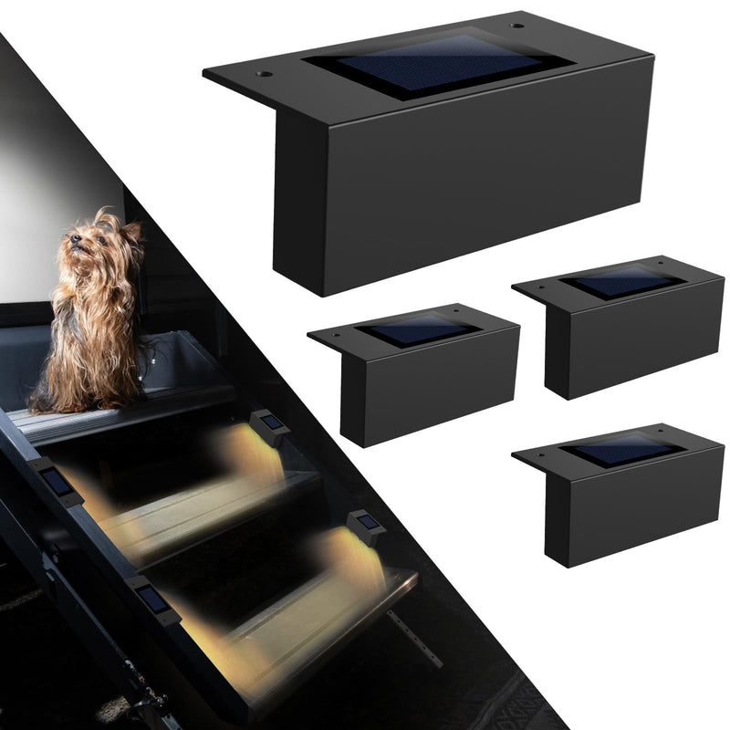 Magnetic Solar RV Step Lights– IP65 Waterproof, No-Wire LED Stair Light Strip for Camper & Trailer, Auto On at Dusk, Easy Install with Magnet & Adhesive, No Drilling (4 Pack)