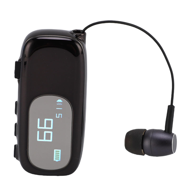 Retractable Wireless Headset Headphone Stereo Earphone, V5.4 Noise Cancelling Mic Clip on Earpiece LCD HandsFree Headset 20Hrs Talking Time Sports Earbud for Driving Business