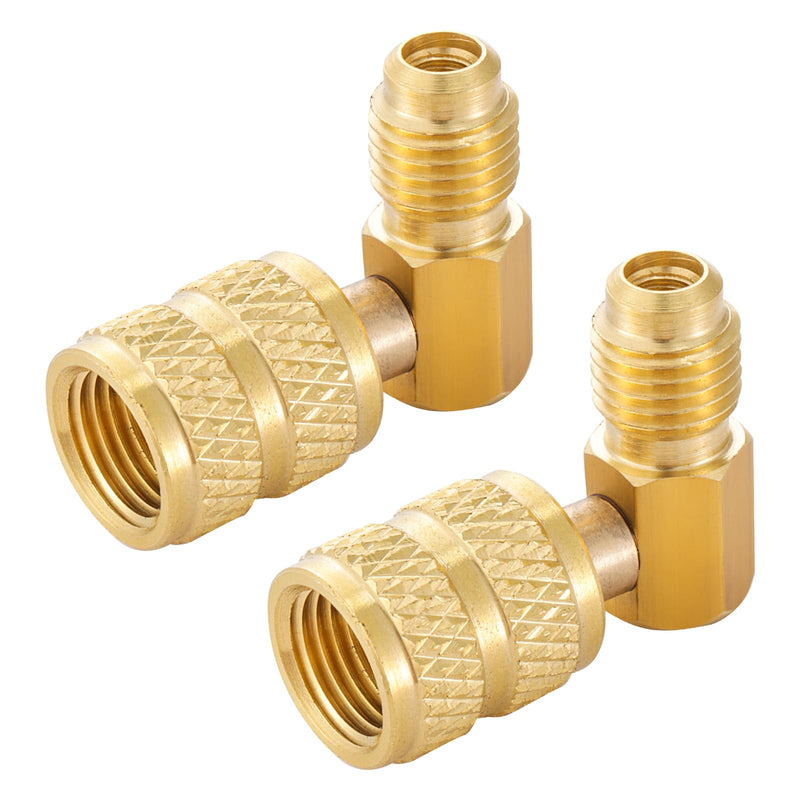 R410A Mini Split Adapters, 90 Degree Refrigerant Hose Adapter, R410A Charging Vacuum Port 1/4 Male to 5/16 Female, Low Loss Fittings HVAC 90 Degree-1/4 x 5/16