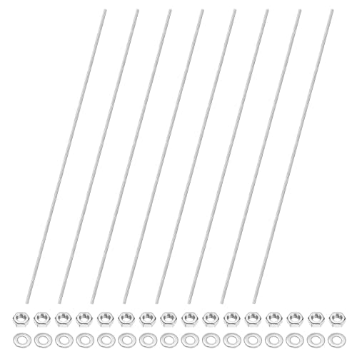 M METERXITY 8-Pack Fully Threaded Rod, M4x400mm 201 Stainless Steel Right Hand Thread Bar Studs with Hex Nuts and Washers for Furniture Anchor Bolts/Clamps/U-Bolts/Beaded Garden Stake Rods
