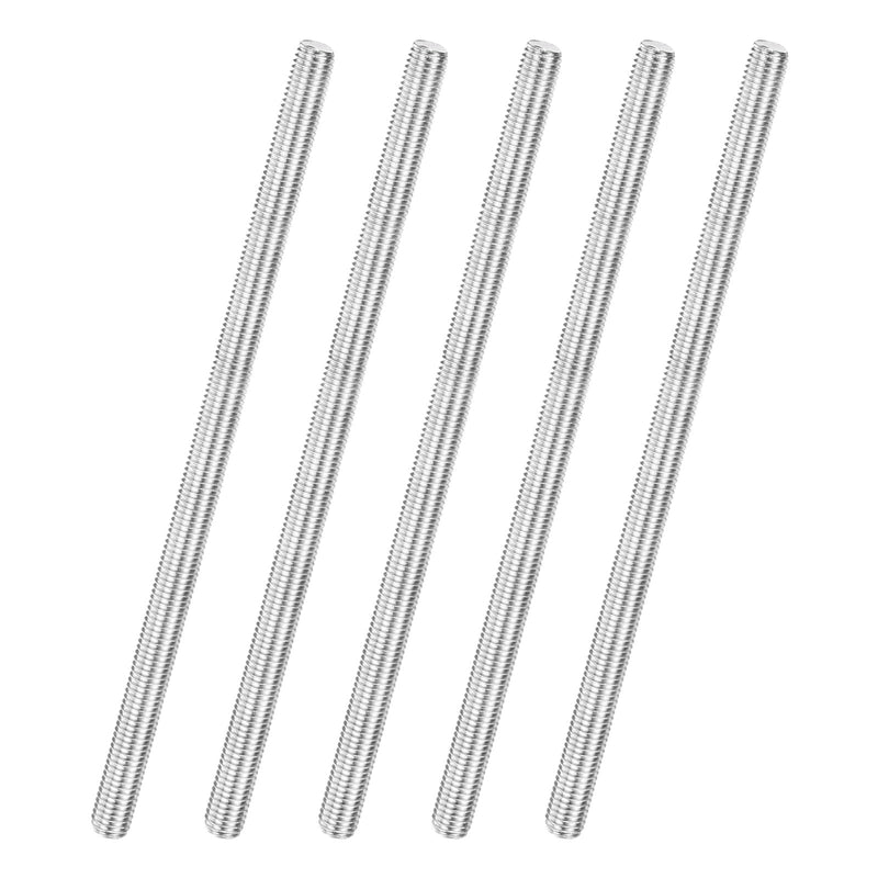 M METERXITY 5-Pack Fully Threaded Rod, M12x250mm 304 Stainless Steel Right Hand Thread Bar Studs for Furniture Anchor Bolts/Clamps/U-Bolts, Metric Threaded Screw