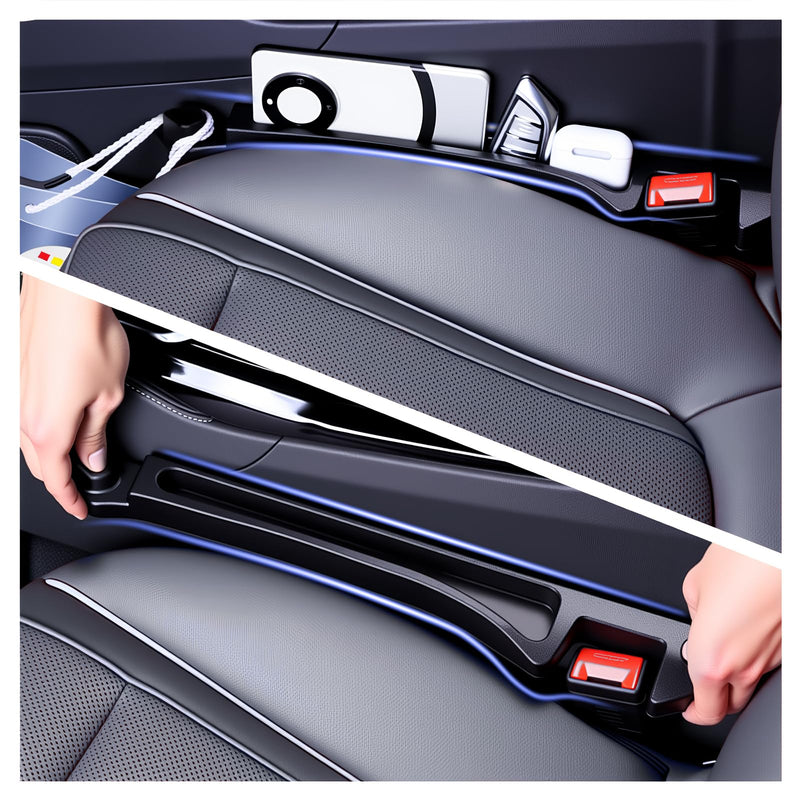 2PCS Car Seat Gap Filler Organizer and Carry Hook,Upgraded Multifunction Gap Filler for Car with Filling Gaps and Storing for Phones Keys,Universal No Drop Seat Guard for Cars