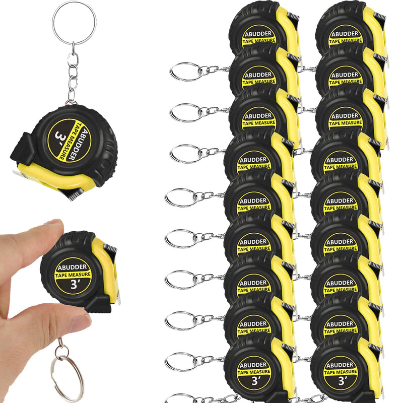 18 Pack Small Tape Measure Keychains - Mini Tape Measures Retractable,Pocket Measurement Tape Bulk Easy Read 3 Feet Yellow 18