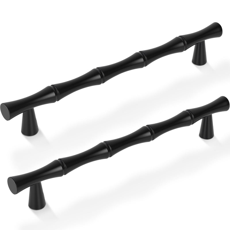 Matte Black Cabinet Pulls 5 Inch(128mm) Hole Center,Zinc Alloy Solid Dresser Cabinet Handles Luxury Drawer Pull Hardware for Bedroom, Kitchen 6 Pack ZJ01 Matte Black 5 In Hole Centers
