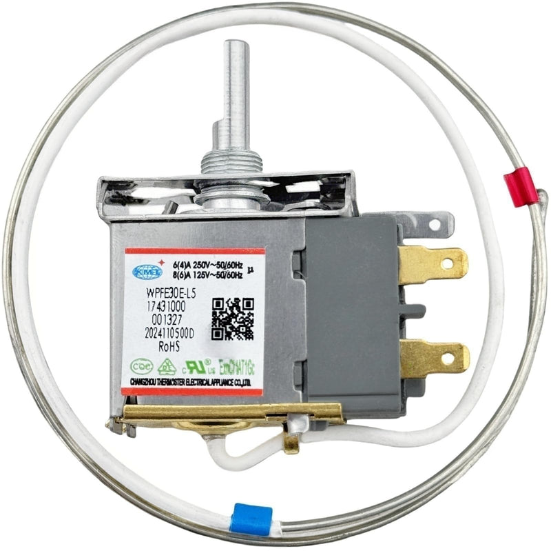 5304512843 Refrigerator Temperature Control Thermostat fit for Frigidaire, 2-Pins Sensor Probe Refrigerator Thermostat, fit for Frigidaire Freezer Parts WPF30R-EX Temperature Control Thermostat