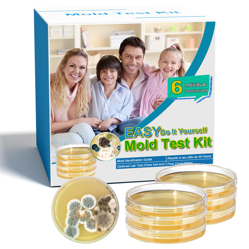 Mold Test Kit for Home- DIY Mold Detector for Home, 6 at Home Mold Air Test Kits - Test HVAC、 Home Surfaces、Indoor Air Quality, Easy Black Mold Testing Kit Includes Detailed Mold Identification Guide 6 pack