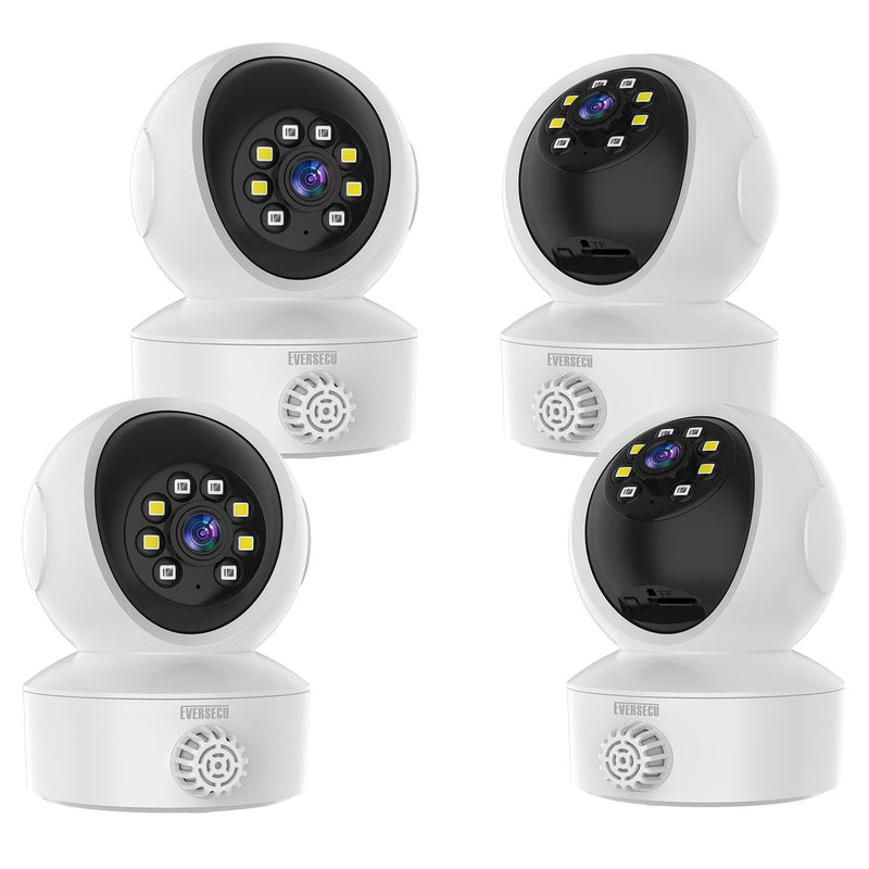 EVERSECU Smoke & Gas Detection Home Security Camera with Sound Alarm & Real Time Alert, Humanoid Auto Tracking, 2 Way Audio, Night Vision, Compatible with Alexa, Baby Monitor/Elder/Pet Camera(4pack) Full