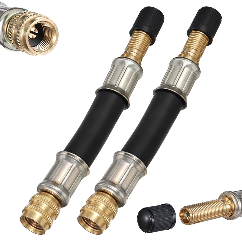 2 Pcs Valve Stem Extension, 3.93 Inches Flexible Brass Valve Stem Extension Adapter, Universal Fit Durable Design Bike Pump Tire Adapter for Car, Truck, RV, Motorcycle, Bike, Scooter