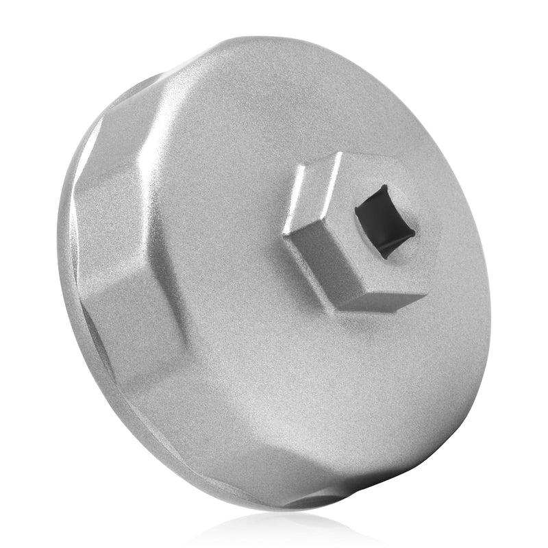 Oil Filter Wrench, Heavy Duty 74mm 14 Flutes Oil Filter Cap Wrenches Removal Tool Compatible with Mercedes Benz, Audi, VW, Porsche, Audi, Mazda, Sprinter Select Mobil1, Bosch, Mahle Silver