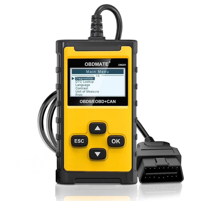Car Scanner, OM201 Check Engine Code Reader OBDII Diagnostic Tool with Wireless Printing | Graphic Live Data| EVAP Test | DTC Lookup, Yellow