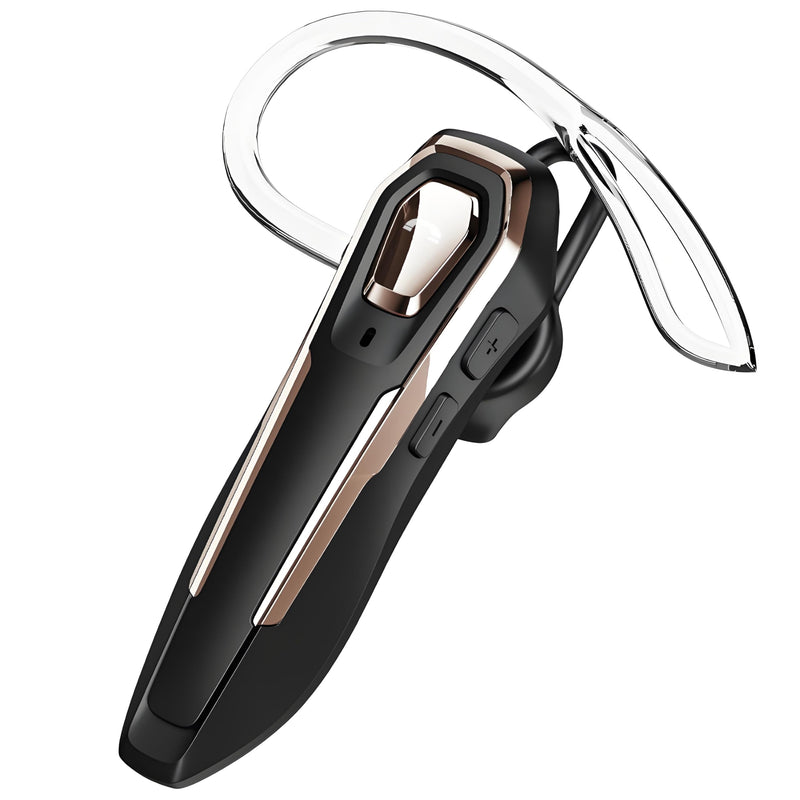 Single Ear Bluetooth Headset V5.4 36Hrs Talk Time, Bluetooth Earpiece | Noise Canceling Microphone, Hands-Free Wireless Headset for Driving/Office/Business, Crystal Clear Calls, Lightweight (Gold) Gold