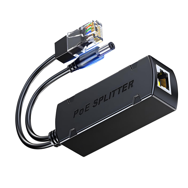Gigabit PoE Splitter 12V 1.2A Output, 10/100/1000Mbps Ethernet Over Powerline Adapter Power Over Ethernet Adapter for Security Camera CCTV Surveillance ZH252