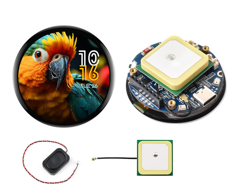 ESP32-S3 with 1.75inch AMOLED Round Touch Display Development Board, 466x466, QSPI Interface,Onboard Dual Digital Microphone Array, Support AI Speech Interaction, with 8Ω 2W Speaker and GPS Antenna