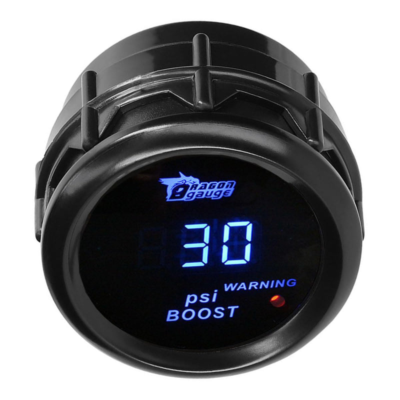 Car Boost Gauge 12V Auto Boost Psi Gauge 2" 52mm Turbo Boost Gauges Meter Digital Blue Light Instruments -30-0 - 30 Psi Smoke Tint Len with Sensor Blue Light Boost Gauge Psi