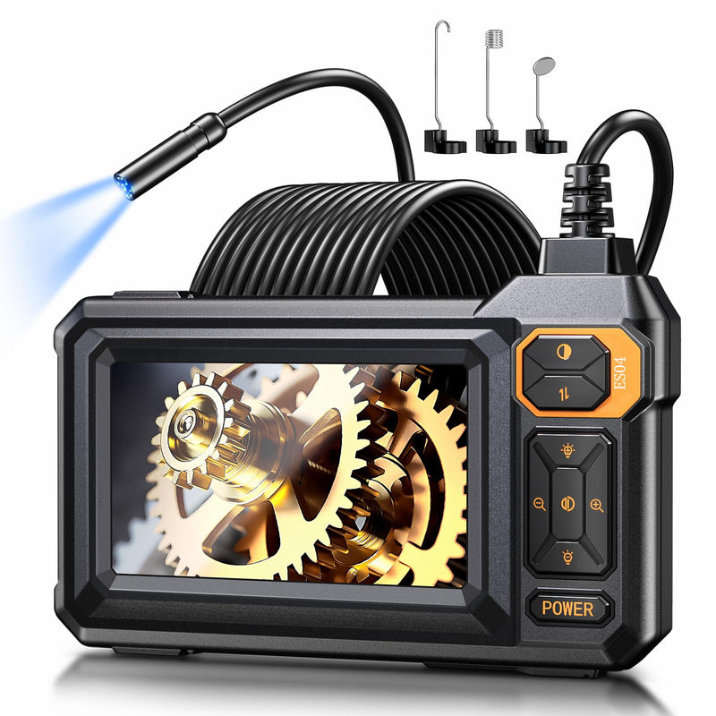 Endoscope Camera with Light, Borescope with 8 Adjustable LED Lights, 4.3" Endoscope with Semi-Rigid Snake Camera, IP67 Waterproof Inspection Borescope, Cool Gadgets for Men