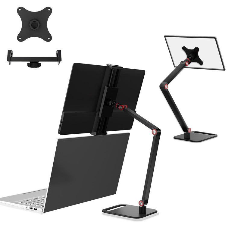 Upgrade Height Portable Monitor Stand for 4-17.3 Inch Screen, Tablet Stand Holder for iPad,Kindle, VESA Mount Monitor Stands, Universal Expandable Display Base Height Adjustable Up to 16.5''