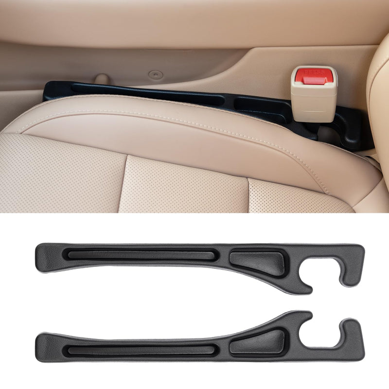 Car Seat Gap Filler 2 Pack, No Drop Seat Guard for Cars SUVs Trucks, Car Accessories Interior for Between Seat and Console, Prevent Stop Cellphone Wallet Keys Coins and Card from Dropping 2025 New Black with Dual Slot