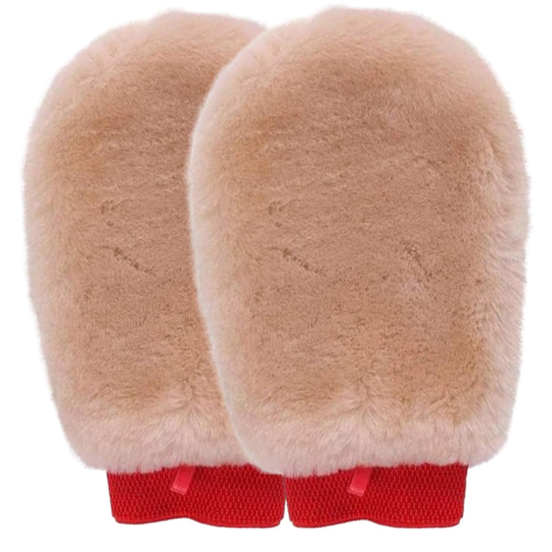 Gracefur Ultra-Soft Sheepskin Grooming Mitts for Horses – 2-in-1 Lambswool Applicator Wipe Mitt for Tack, Saddle & Boot Cleaning, Leather Care – Perfect Washing Gloves for Sensitive Horses Pink-No Finger