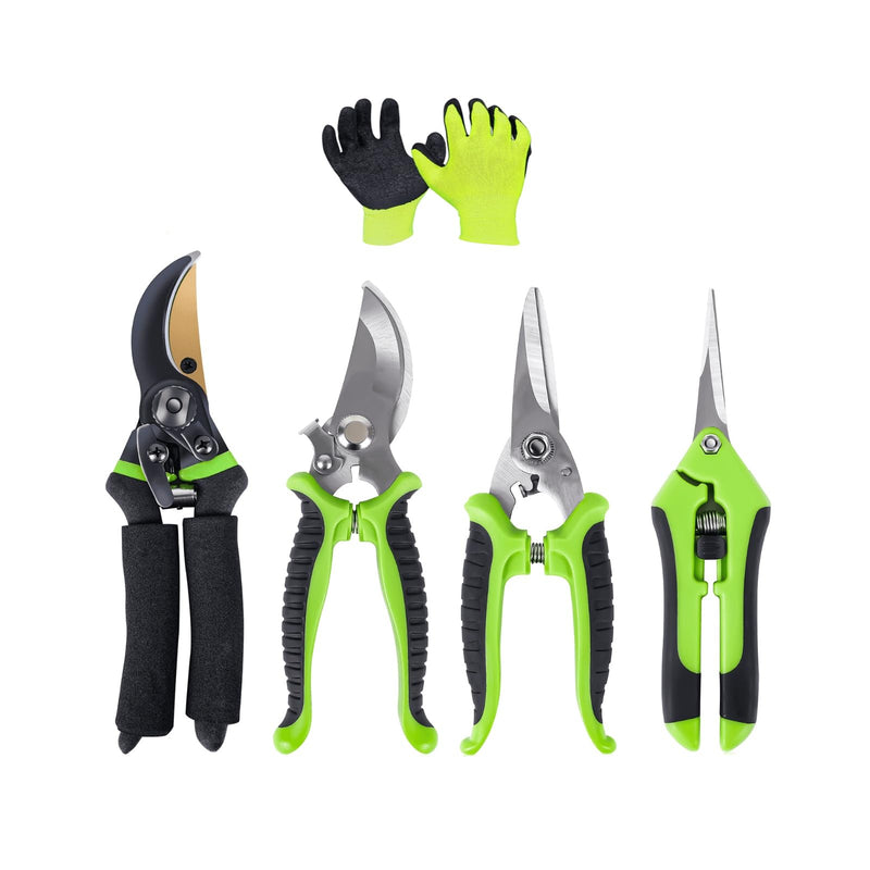 4-Pack Bypass Pruning Shears, Titanium Steel Blade,With Gardening Gloves,Shears Stainless, Ergonomic Hand Pruning Shears for Trees, Plants (Shears Gardening Tool Kit)