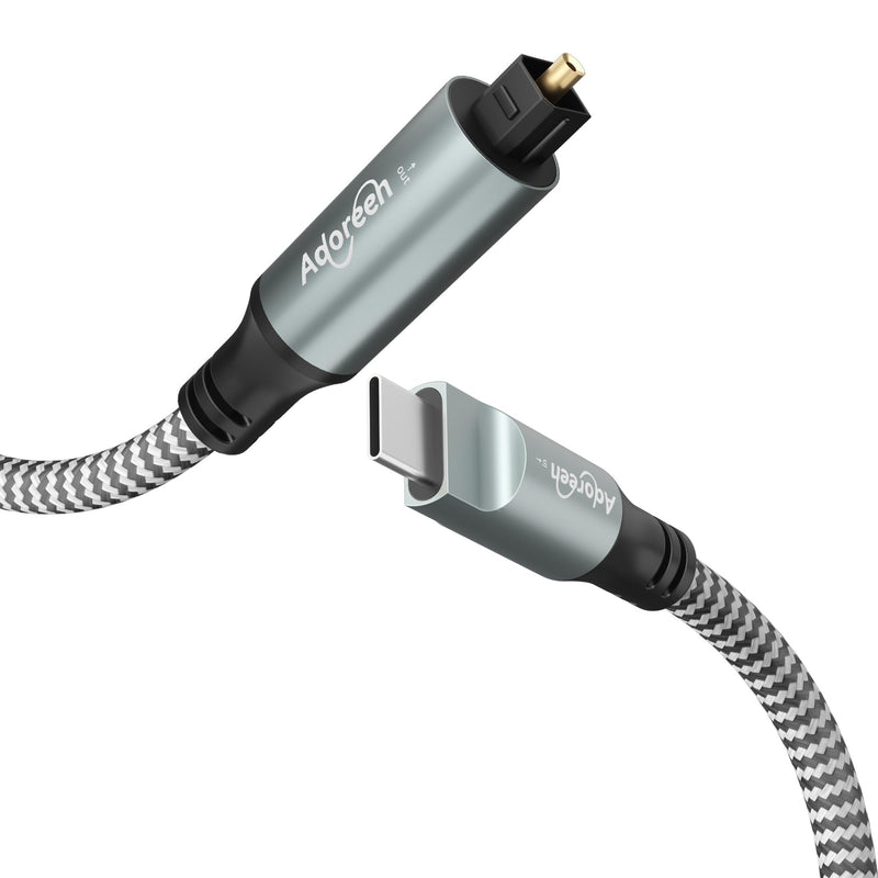 Adoreen Unidirectional USB C to Toslink Digital Optical Audio Cable 10 Ft, USB 2.0 Male to SPDIF Port Male Fiber Optic Adapter, Braided for TV/Soundbar, Sony PS5, Speaker-Not Toslink to USB usb 2.0 C male to toslink male 10FT