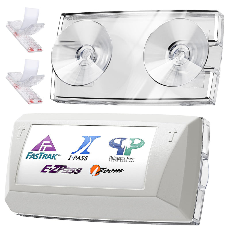 EZ Pass Holder for Windshield Fits All Major, Toll Pass Transponder Holder for Most US States, Ezpass Holder with Mounting Strips & Suction Cups