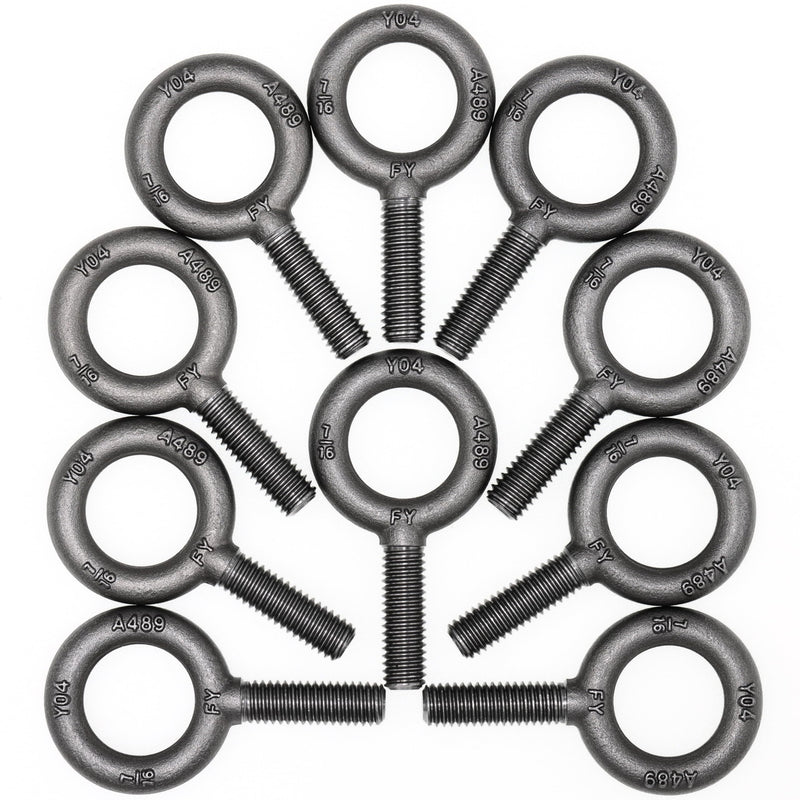 10 Pcs No-Shoulder Lifting Eye Bolts 7/16"-14 X 1-3/8"