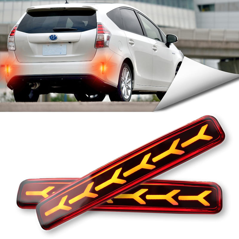 2Pc Full LED Rear Bumper Reflector Lights Kit for Toyota Prius V 2012-2017,for Scion tC 2014-2016 Tail Lamp Brake Fog Lamps Daytime Running Light Turn Signal Lamp Accessories (Red) Red