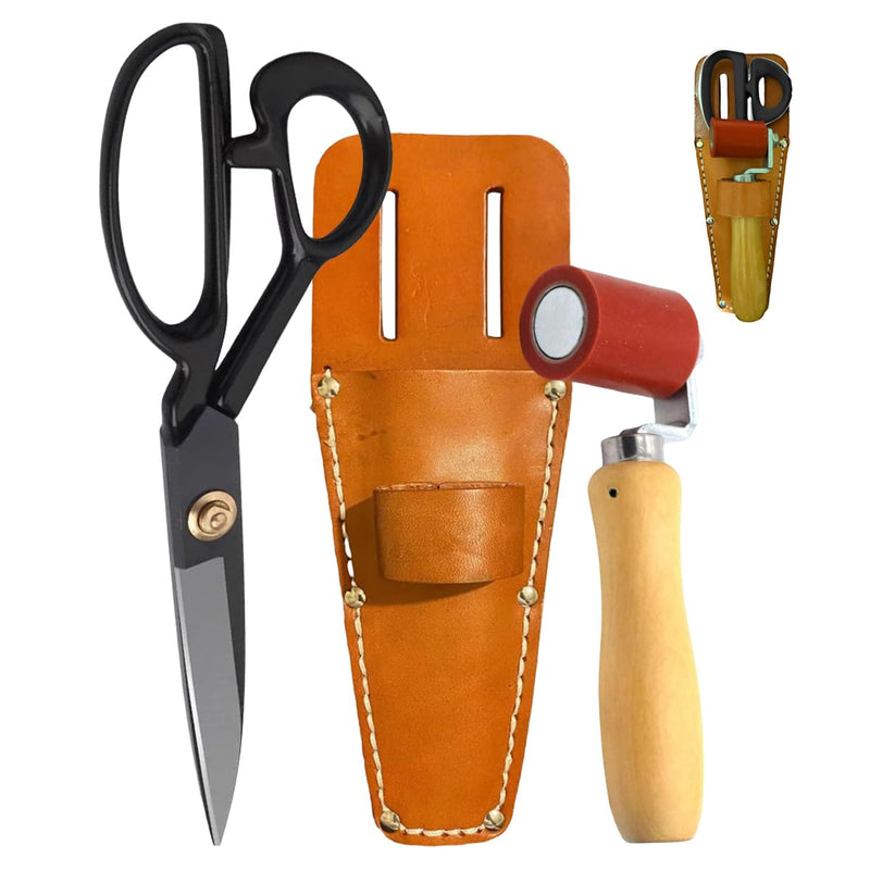 3Pcs Roofing Tools Hot Air Roof welding PVC TPO Epdm Seam Roller Scissors Sheath RV Repair Roofing Scissors Heavy Duty Tool Bag Tool Protective Cover Bag Vinyl Flooring Roller