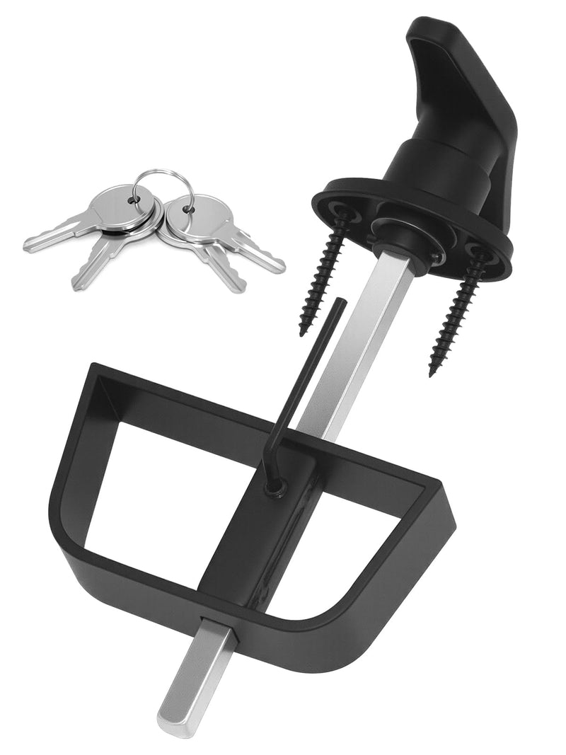 Shed Door T-Handle Lock Latch Kit with 4 Keys, Shed Barn Coop Storage Door T-Lock Set, Adjustable 4-3/4" Stem, Heavy-Duty Zinc Alloy, Black Powder Coated Left Lock - 1pack Lock 4-3/4"