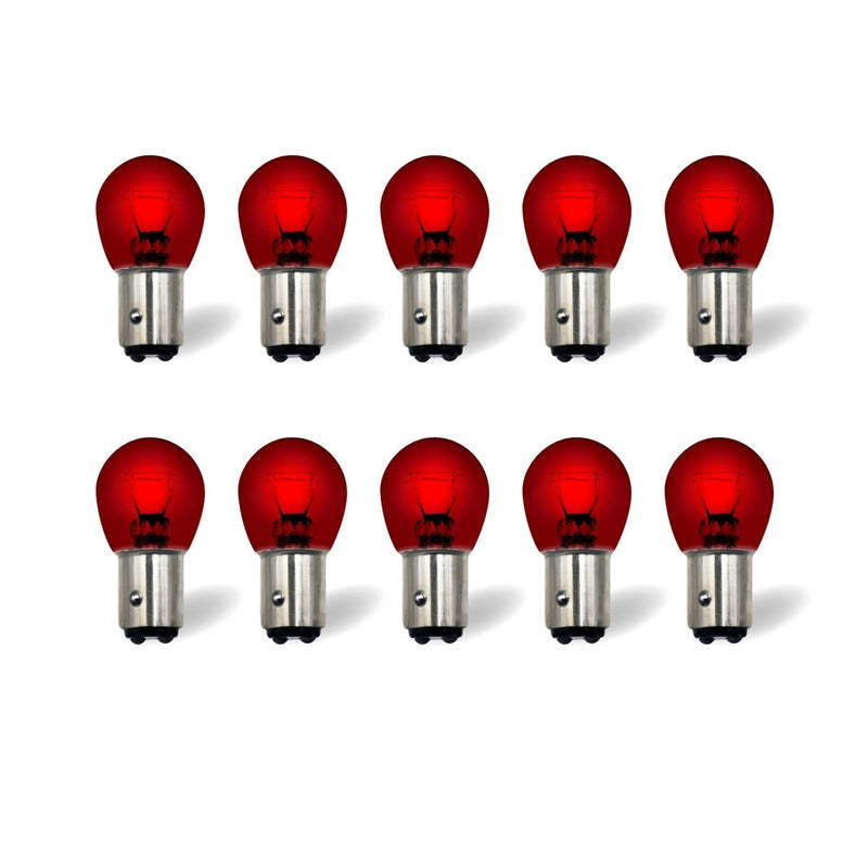 1157 Red Light Bulbs 10 Pack,S25 2057 2357 7528 BAY15D,Miniature Bulb Taillight Turn Signal Light,Marker Tail Running Parking Backup Lights