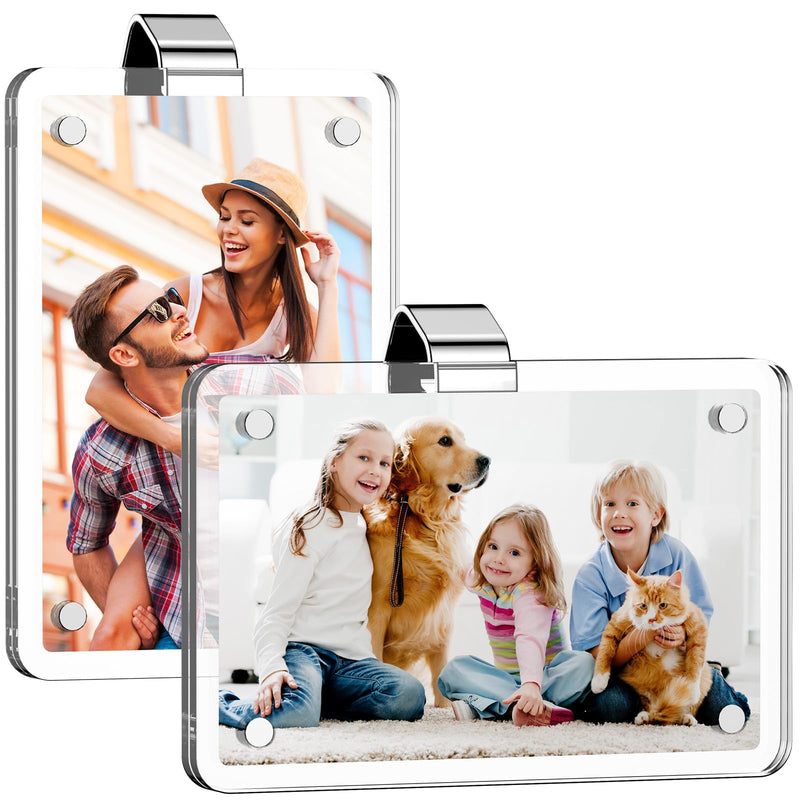 2Pcs Car Picture Holder, Acrylic Car Visor Photo Clip, Personalized Car Accessories Magnetic Car Sunshade Photo Frame for Adding Family or Personal Photos