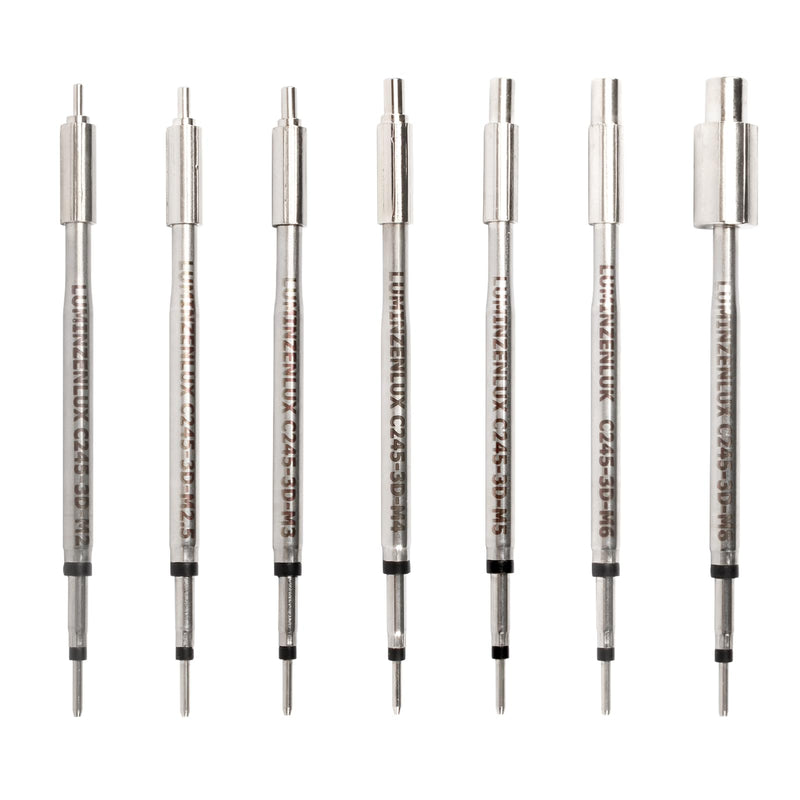 7PCS C245 Soldering Tips Heat Set Insert Tool Kit for M2/M2.5/M3/M4/M5/M6/M8 Threaded Inserts,Made of Copper- Compatible with JBC Station, Fast Heating for 3D Printing